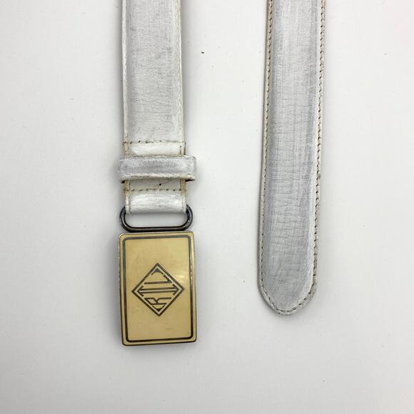 Ralph Lauren Vintage White Leather Belt Monogram Logo main image 10